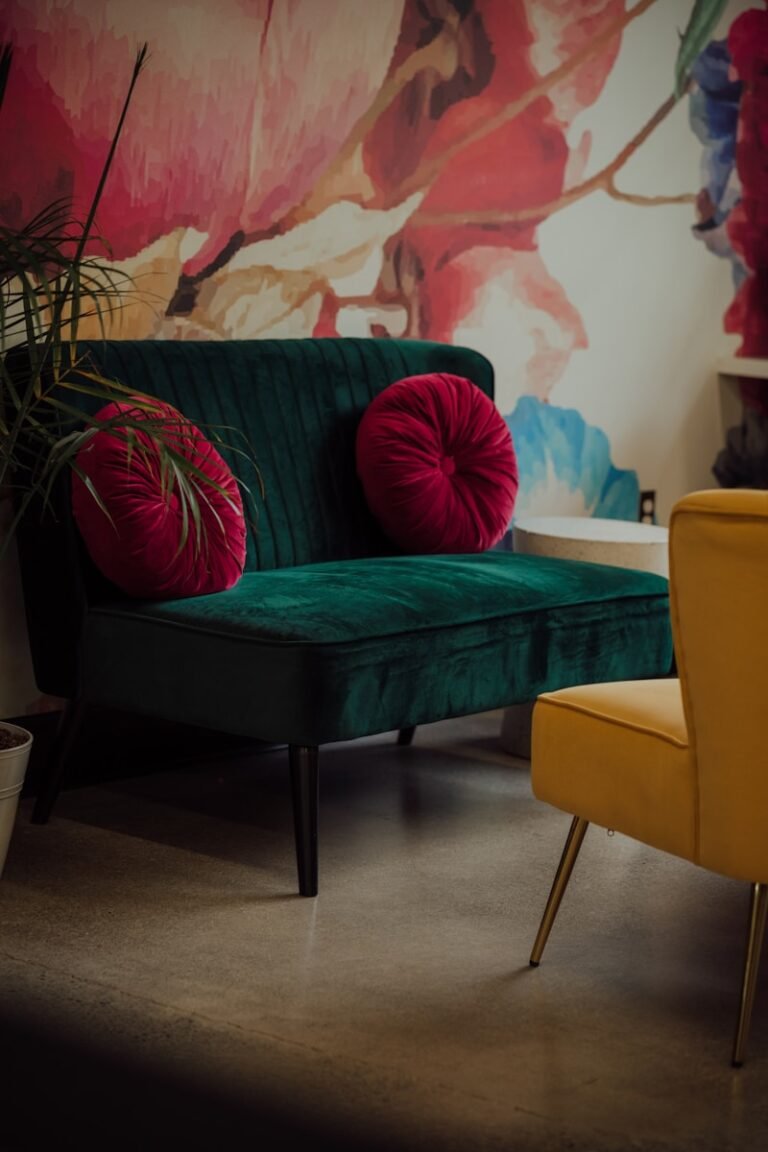 a couch with pillows