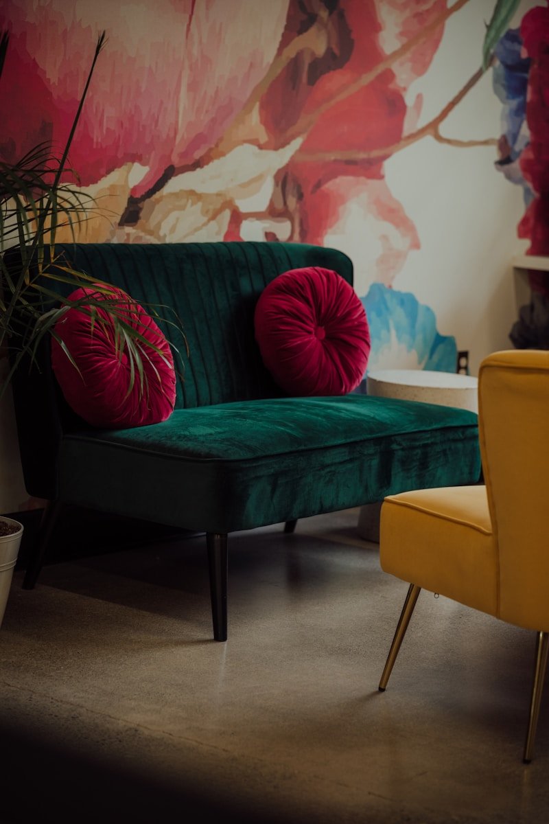 a couch with pillows