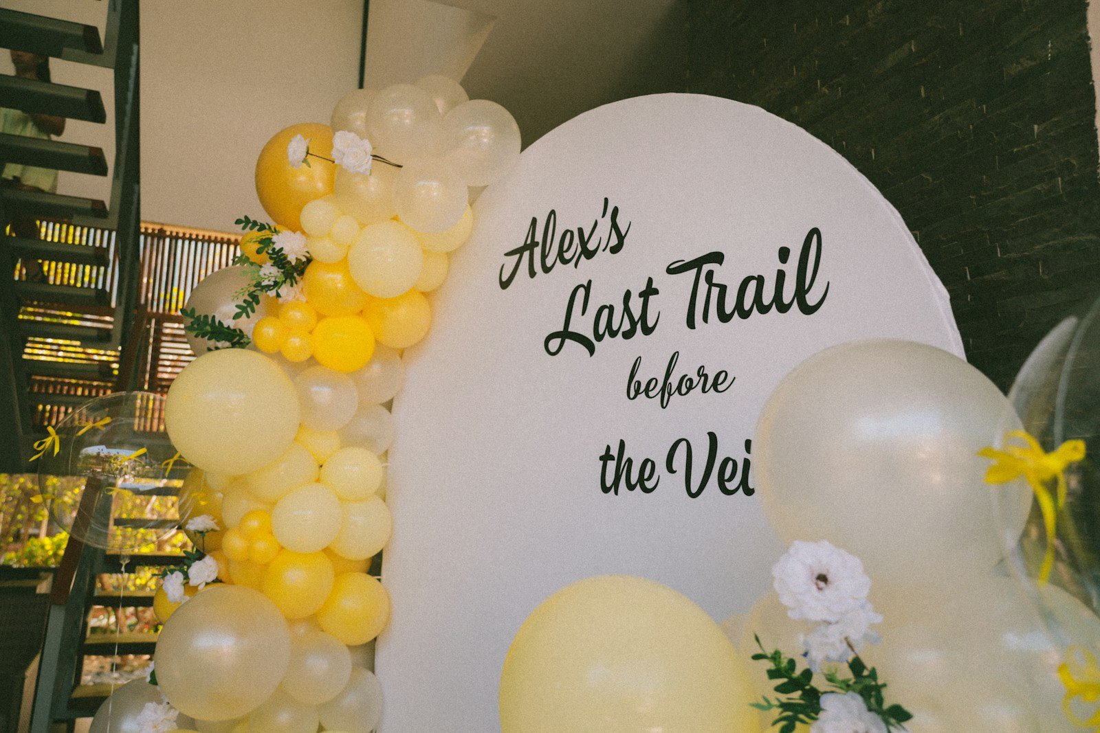 Alex's last trail before the veil event decor